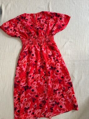 Kensie Red and Pink Floral Dress